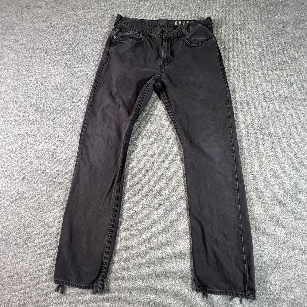 Bullhead Gravels Straight Jeans Men's 34x34 Black Cotton Denim Slim-Fit Workwear